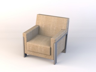 现代布艺单人沙发C4D模型