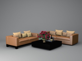 布艺沙发组合C4D模型