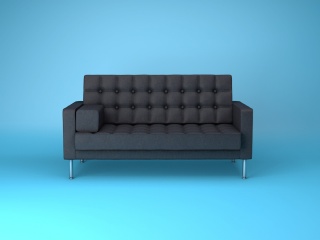 黑皮双人沙发C4D模型