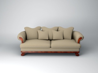 现代布艺双人沙发C4D模型