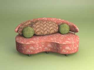 弧形现代布艺双人沙发C4D模型