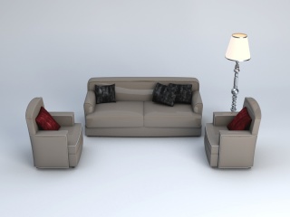 布艺沙发组合C4D模型