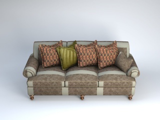 欧式布艺沙发C4D模型