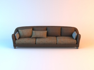 欧式布艺三人沙发C4D模型