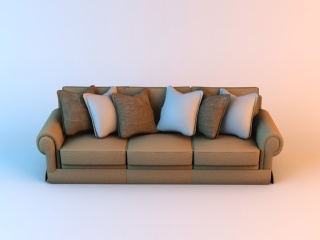 布艺三人沙发C4D模型