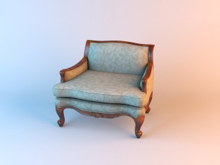 欧式布艺单人沙发C4D模型