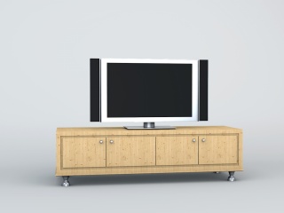 现代木质电视柜组合C4D模型