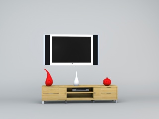 简易现代电视柜组合C4D模型
