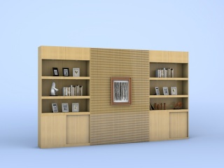 现代书柜C4D模型