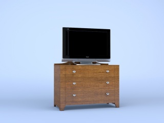 现代木质电视柜组合C4D模型
