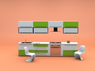 时尚厨房家具组合C4D模型