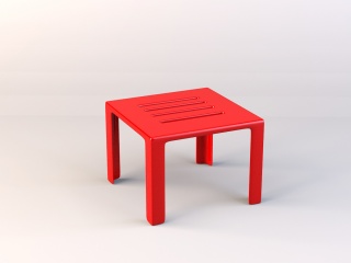红色四腿凳C4D模型