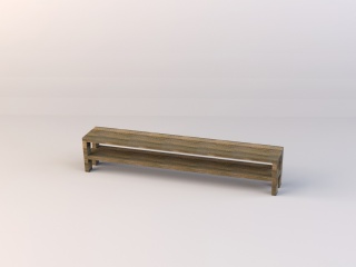 木材固定四脚凳C4D模型
