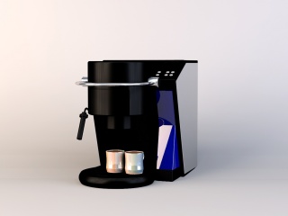 灰色泵压式咖啡机C4D模型