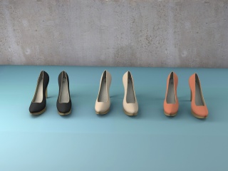 女式高跟鞋组合C4D模型