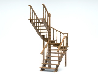 欧式木结构栏杆C4D模型