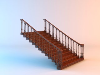 中式楼梯C4D模型