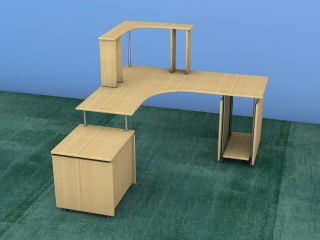 组合电脑桌C4D模型