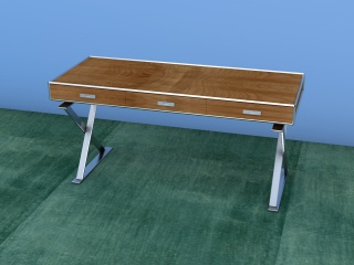 现代不锈钢书桌C4D模型