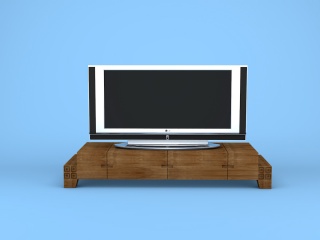 中式棕木电视柜C4D模型