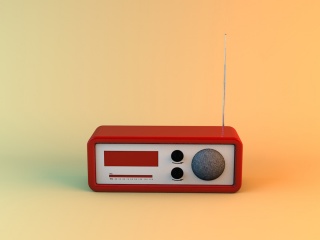 红色老式收音机C4D模型