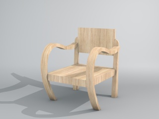 白木扶手椅C4D模型
