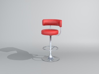 红色不锈钢吧椅C4D模型