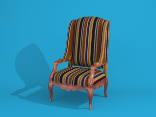 欧式印花休闲椅C4D模型
