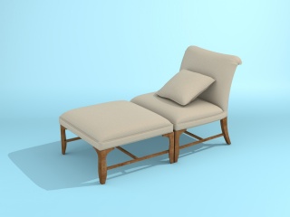 舒适皮质躺椅C4D模型