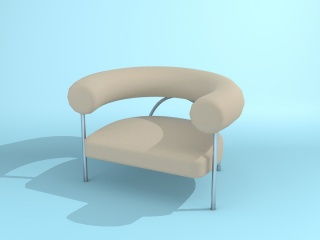 黑皮休闲椅C4D模型