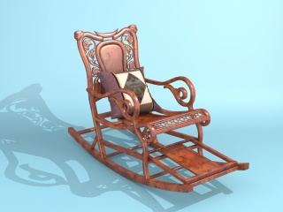 欧式实木摇椅C4D模型