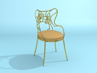简欧金属质感椅子C4D模型