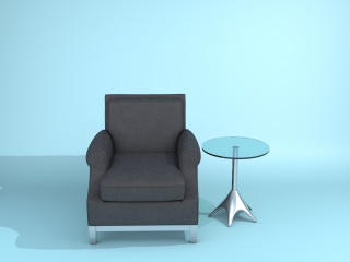 灰色沙发椅和边几C4D模型