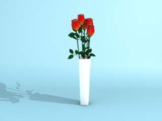 红色玫瑰插花C4D模型