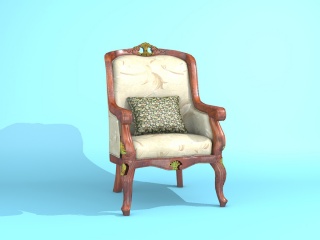 欧式印花休闲椅C4D模型