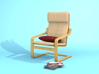 现代木质扶手休闲椅C4D模型