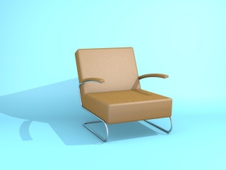 淡黄色皮质躺椅C4D模型