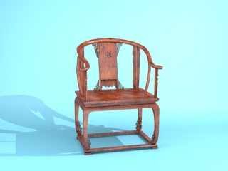 中式红木太师椅子C4D模型