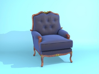 豪华欧式印花休闲椅C4D模型