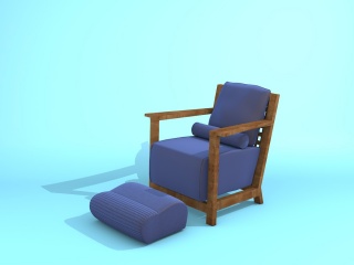 棕色沙发椅和沙发凳C4D模型
