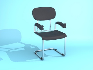 黑色皮革办公椅C4D模型