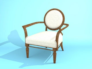 欧式木质扶手餐椅C4D模型