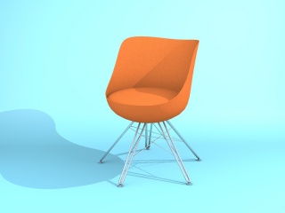 不锈钢腿橙色布艺椅C4D模型