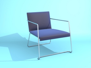 浅蓝色皮质扶手椅C4D模型