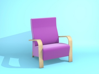 现代木质腿布艺沙发椅C4D模型