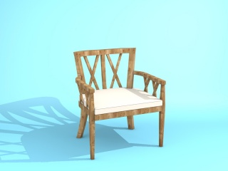 新中式黑木椅子C4D模型