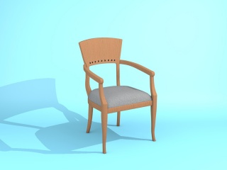 榆木咖啡厅椅C4D模型