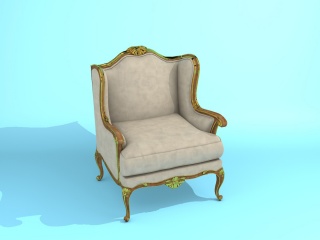 欧式棕色皮革座椅C4D模型