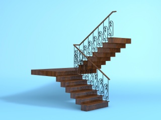 实木欧式楼梯C4D模型