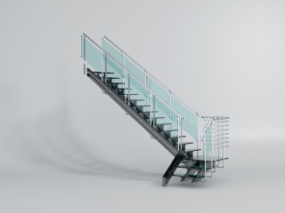 玻璃铁架楼梯C4D模型